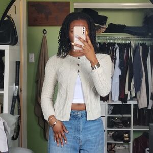 Elegant Cream Button-Up Cardigan